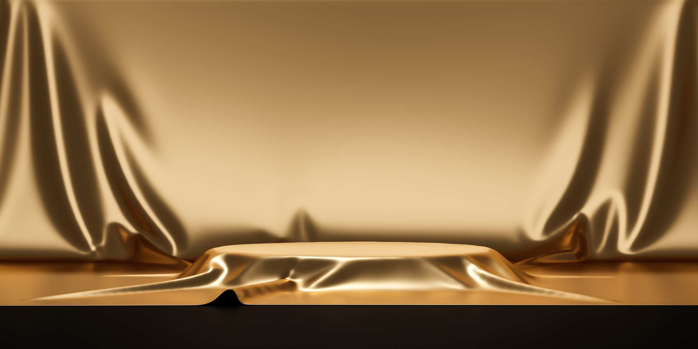 Gold product background stand or podium pedestal on luxury